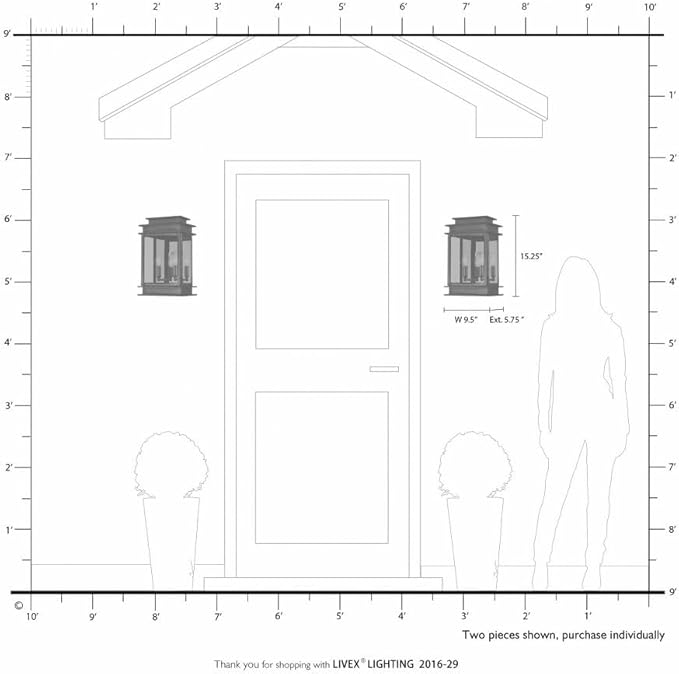 Livex Lighting 2016-04 Transitional Two Light Outdoor Wall Lantern from Princeton Collection in Black Finish