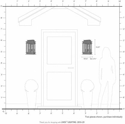 Livex Lighting 2016-04 Transitional Two Light Outdoor Wall Lantern from Princeton Collection in Black Finish