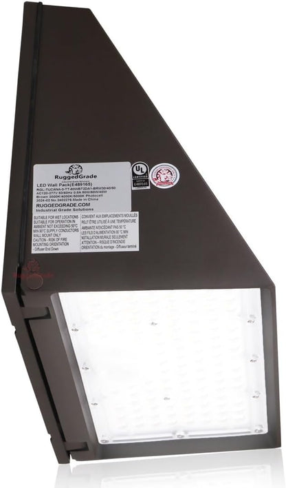 RuggedGrade 80W - Tucana III TunableTech Series - LED Wall Pack Light with Photocell - 11,200 Lumens - Color Selectable 3000K/4000K/5000K - Outdoor LED Light - DLC 5.1 Premium
