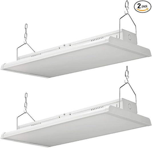 Konlite 4FT LED High Bay Light - Pack of 2-300W - 42000LM - 1-10V dimmable - 5000K - UL and DLC Listed - Replaces 8 Lamp Fluorescent T5 Fixture