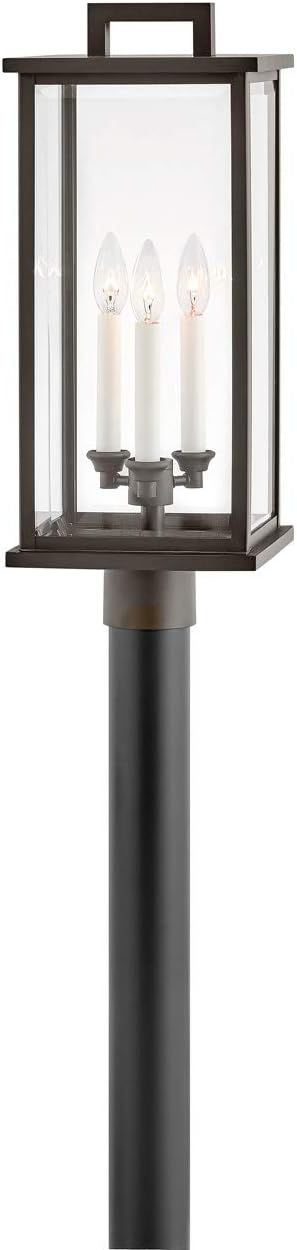 Hinkley Weymouth Collection Three Light Outdoor Large Post Top or Pier Mount Lantern, Oil Rubbed Bronze