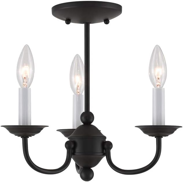 Livex Lighting 4153-04 Home Basics 3 Light Black Mini Chandelier, 14Hx14W