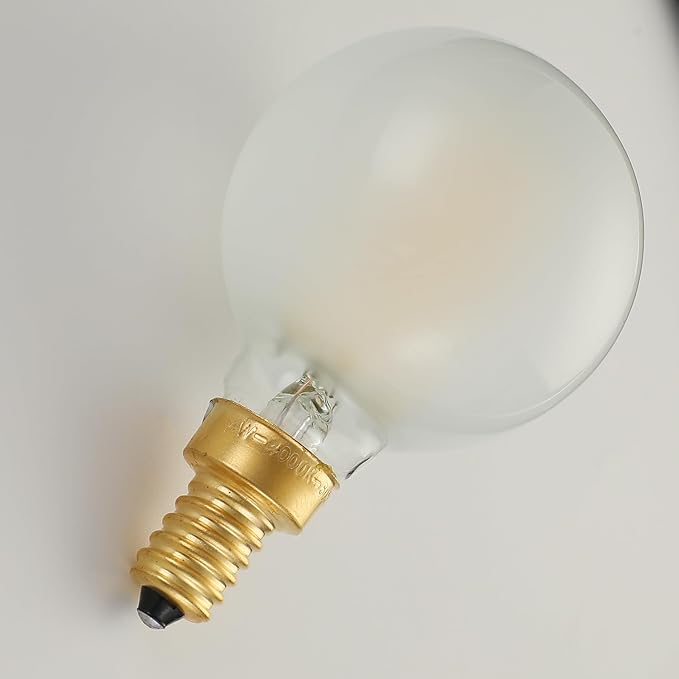 Frosted G16.5 led Bulb E12 Candelabra Bulb 60 Watt led Edison Bulb 2700K Warm White 600lm ac120v 6W dimmable g50 Globe Bulb for Chandelier,Vanity and Ceiling Fan Light, 6Pack