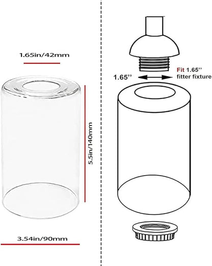 6-Pack Clear Glass Shade Replacements, Cylinder Glass Lamp Shade Covers for Light Fixtures, 5.5In Height, 3.54In Diameter, 1.65In Fitter Globe Glass Shades for Islands Pendant Chandeliers Wall Sconces