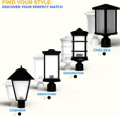 KASTLITE Outdoor Post Light Fixture, Fits 3" Lamp Post Outdoor Lighting - Anti-Rust Waterproof Lantern Pole Light, E26 Base - Yard Pathway Driveway Patio Deck Fence & Street Lighting