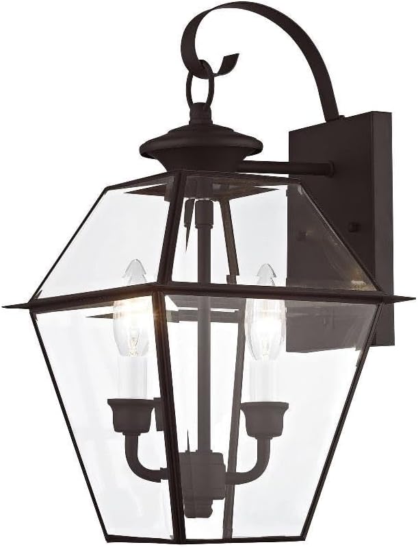 Livex Lighting 2281-07 Westover 2-Light Outdoor Wall Lantern, Bronze, 16.5" x 9" x 10"