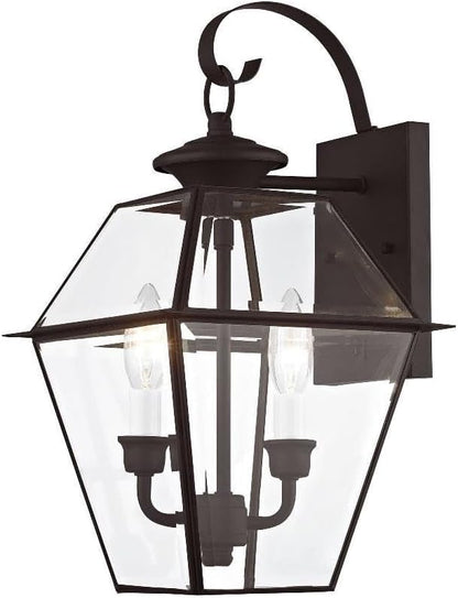 Livex Lighting 2281-07 Westover 2-Light Outdoor Wall Lantern, Bronze, 16.5" x 9" x 10"