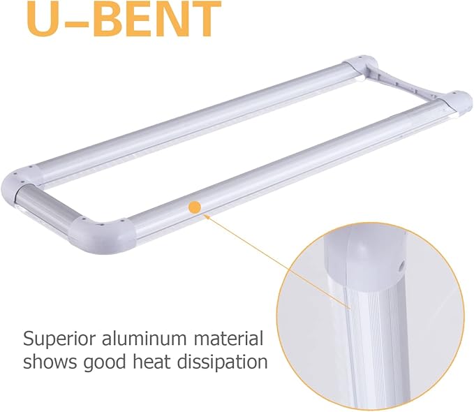 10-Pack T8 U Bend LED Tube Light 2FT 24W (60W Equivalent) U Shaped Bulb 6000K Daylight White 2640lm for Fluorescent Replacement, Dual-End Powered