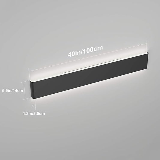 Ralbay 39.3inch Modern Black Vanity Light Fixtures LED Bathroom Wall Light Up and Down Bathroom Lighting Fixtures Cold White Light 6000K