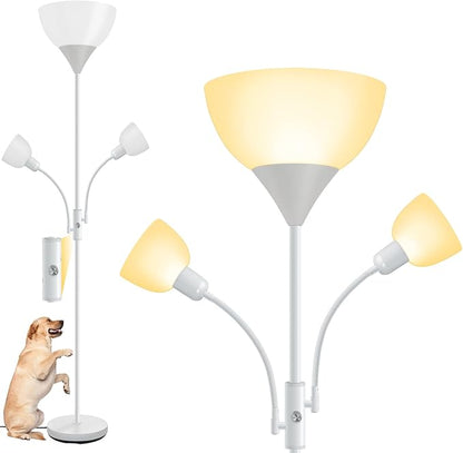 Floor Lamp White, Standing Lamp, 71" Tall Lamps for Living Room, 3 Way Switch, Plastic Lampshade, Torchiere Floor Lamp with Reading Lamps, Modern Pole Lamps for Bedroom Kids Room E26 Base(No Bulb)