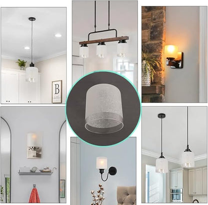 2 Pack White Frosted Glass Lamp Shade, Cylinder Light Fixture Replacement Globe or Cover with 1-5/8-Inch Fitter for Pendant Light Chandelier Wall Sconce G0099