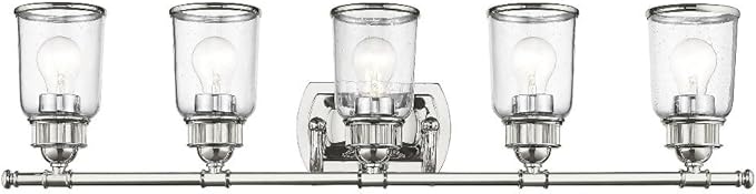 Livex 10515-05 Contemporary Modern Five Light Bath Vanity from Lawrenceville Collection Finish, Polished Chrome