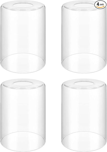 Licperron Clear Glass Lamp Shade Replacement 4 Pack,5.5inch High, 3.9inch Diameter, 1.69inch Fitter, High Transmittance Cylinder Glass Lampshade Covers for Vanity wall light fixtures Pendant Light