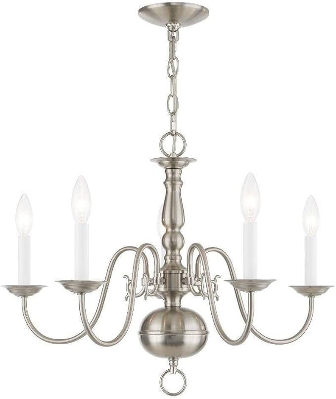 Livex Lighting 5005-91 Williamsburgh Chandelier With No Shades, 18" x 24" x 18", Brushed Nickel