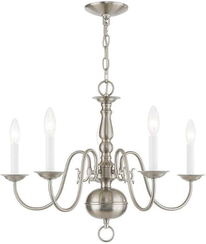 Livex Lighting 5005-91 Williamsburgh Chandelier With No Shades, 18" x 24" x 18", Brushed Nickel