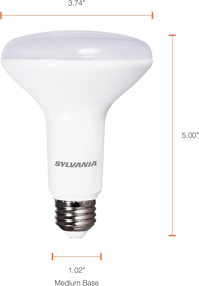 LEDVANCE Sylvania ECO LED BR30 Light Bulb, 65W = 9W, Dimmable, Frosted Finish, 650 Lumens, 3000K, Neutral White - 4 Pack (41101)