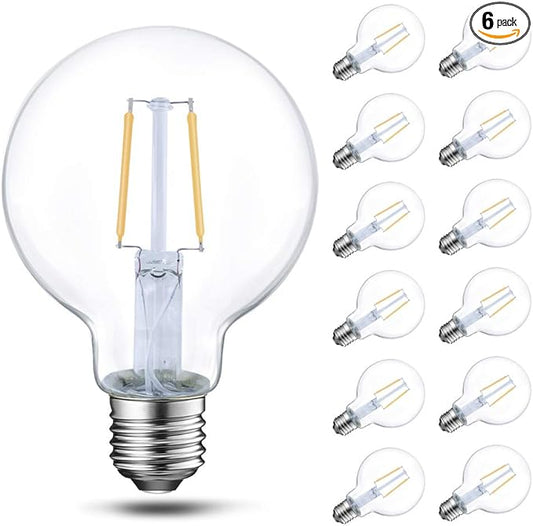 Energetic 12-Pack 4W Dimmable Globe LED Light Bulb, G25 Vintage Light Bulb, 40W Equivalent, 350Lumens, 2700K Soft White, E26 Base, ETL Listed