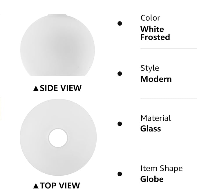 ANYLOVE Seeded Glass Globe Shade，Fixture Replacement Shade,7" Diameter, Replacement with 1.65 Inch Fitter for Wall Lamps Chandeliers or Ceiling Light