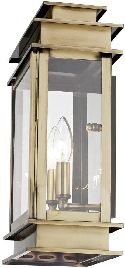 Livex Lighting 2016-04 Transitional Two Light Outdoor Wall Lantern from Princeton Collection in Black Finish