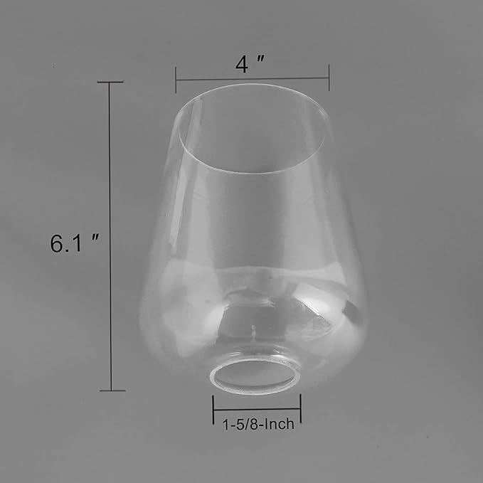 2 Pack Clear Wine Glass Shade, Modern Light Fixture Replacement Globe or Cover with 1-5/8-Inch Fitter for Chandelier Wall Sconce Pendant Light, G0042