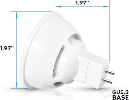 LUXRITE MR16 LED Bulb 50W Equivalent, 12V, 3500K Natural White Dimmable, 500 Lumens, GU5.3 LED Spotlight Bulb 6.5W, Enclosed Fixture Rated, Perfect for Track and Home Lighting (16 Pack)