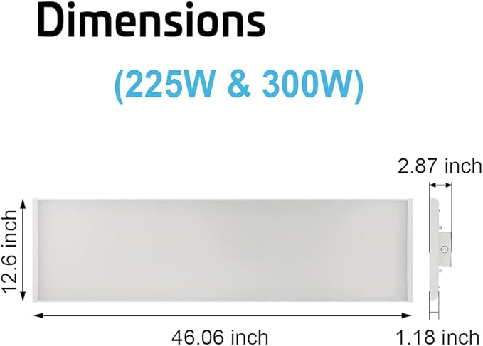 Konlite 4FT Linear LED Highbay Light - Pack of Two - 225W - 30600LM - 1-10V dimmable - 5000K Daylight White - UL and DLC Listed - Replaces 6-8 Lamp Fluorescent T5 Fixture