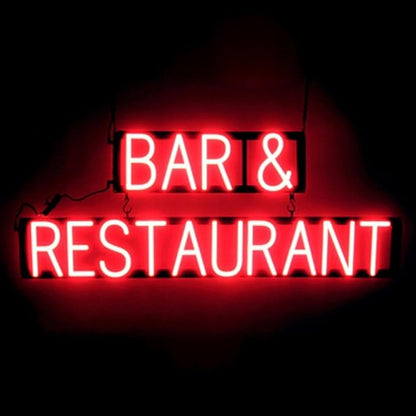 SpellBrite BAR & RESTAURANT Sign | Food-Related Sign with Neon Look, Red LED Light Source | 39.3" x 15.0"