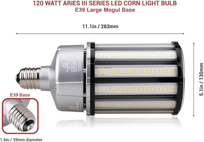 RuggedGrade Aries III Series 120W LED Corn Bulb | 16,400 Lumens | 4000K Natural White | E39 Base | Dimmable with 6KV Surge Protection | DLC 5.1 Premium