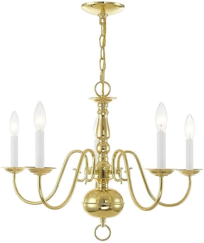 Livex Lighting 5005-02 Williamsburgh 5 Light Polished Brass Chandelier