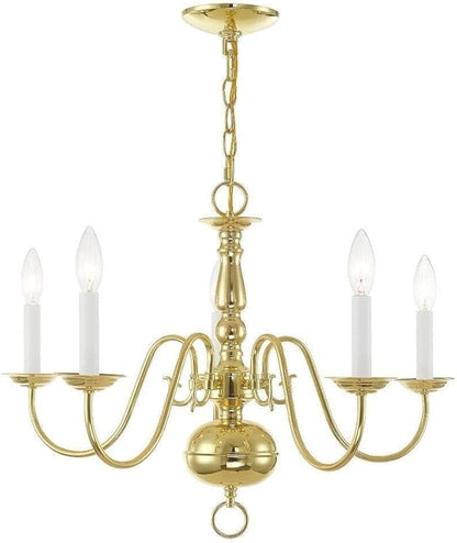 Livex Lighting 5005-02 Williamsburgh 5 Light Polished Brass Chandelier