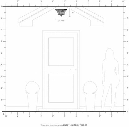 Livex Lighting 7053-04 Monterey Light Outdoor/Indoor Black Finish Solid Brass Flush Mount with Clear Beveled Glass