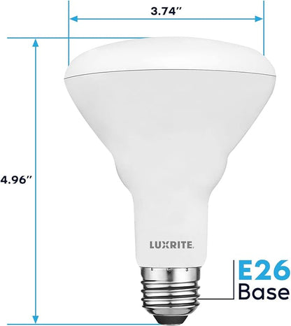LUXRITE 6-Pack BR30 LED Bulb, 65W Equivalent, 4000K Cool White, Dimmable, 650 Lumens, LED Flood Light Bulbs, 8.5W, Energy Star, E26 Medium Base, Damp Rated, Indoor/Outdoor - Living Room and Kitchen