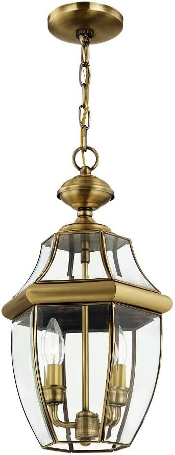 Livex Lighting 2255-02 Monterey 2-Light Outdoor Hanging Lantern, Polished Brass