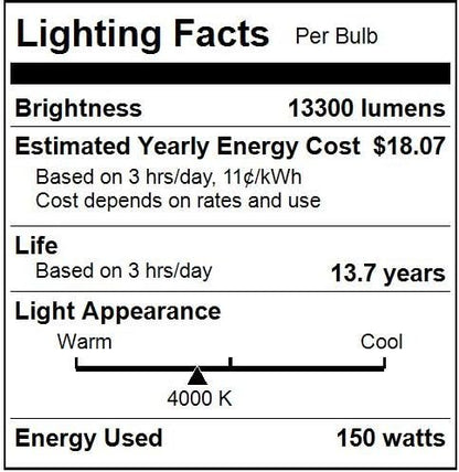 Diodesy- M102/O Metal Halide Lamp 150W Pulse Start 13300 Lumen E26 Medium Base 4200K Cool-White White Coated ED17 Shape 15000 Hour- High Intensity Discharge Outdoor Light for Street Parking Pack of 6