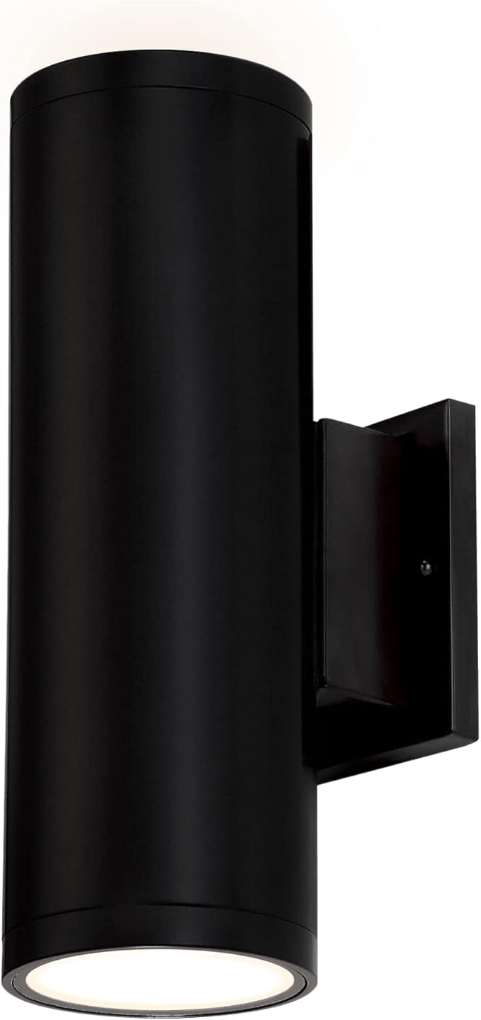 Ultralux 12 Inch Modern LED Matte Black Up and Down Wall Light, Outdoor Wall Sconce Front Door Light Fixture, 2000 Lumen Outdoor Sconce 30 Watt Outside Lights for House 3000K Exterior Light Fixture