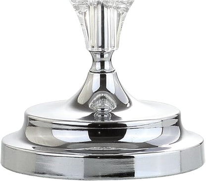 JONATHAN Y JYL2037A-SET2 27.5" Modern Glam Crystal Table Lamp Set of 2 for Bedroom Living Room, Traditional Stacked Crystal Bedside Nightstand Lamp with White Drum Shade, Clear/Chrome