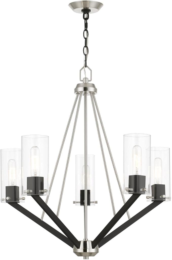 Livex Lighting 5 Light Brushed Nickel & Black Chandelier