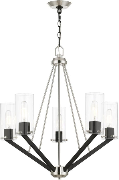 Livex Lighting 5 Light Brushed Nickel & Black Chandelier