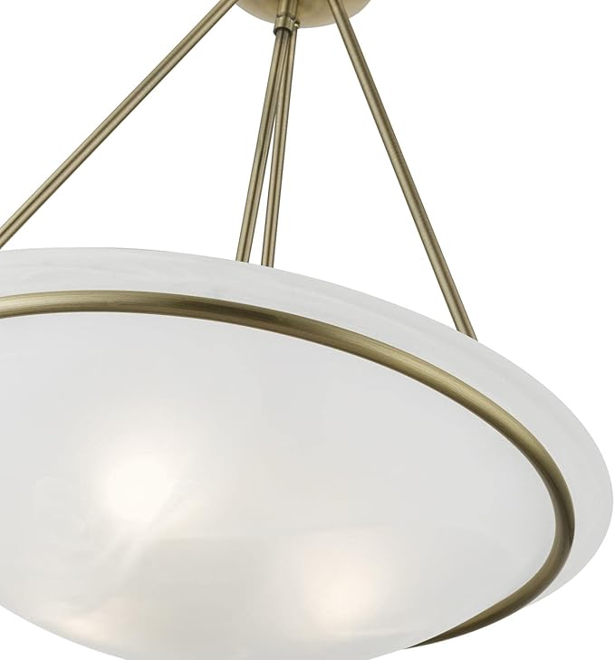 Livex Lighting 4826-01 Newburgh Collection 3 Light Pendant Chandelier, Antique Brass