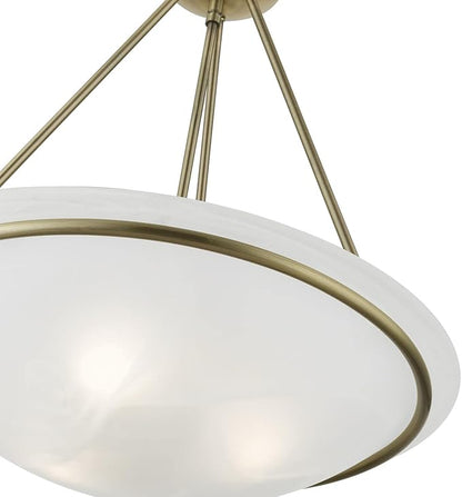 Livex Lighting 4826-01 Newburgh Collection 3 Light Pendant Chandelier, Antique Brass