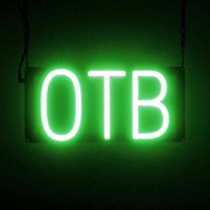 SpellBrite OTB Sign | Gaming-Related Sign with Neon Look, Green LED Light Source | 13.2" x 6.3"