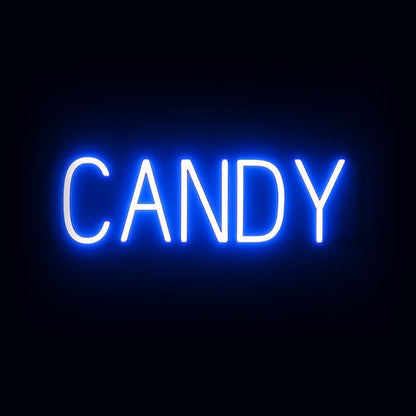 SpellBrite CANDY Sign | Treat-Related Sign with Neon Look, Blue LED Light Source | 21.7" x 6.3"