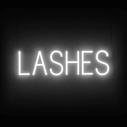 SpellBrite LASHES Sign | Beauty-Related Sign with Neon Look, White LED Light Source | 23.8" x 6.3"