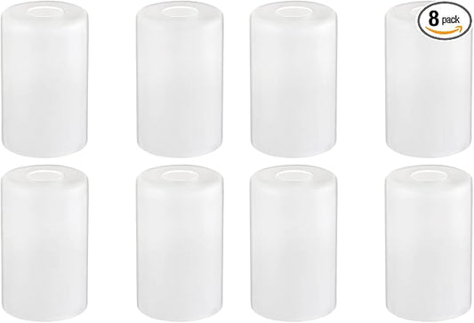 8 Pack White Frosted Glass Shades Replacement, 5.9in Height, 3.9in Diameter, 1.65in Fitter, Cylinder Glass Shade Covers Replacement Globe for Chandelier Pendant Wall Sconces Light Fixtures