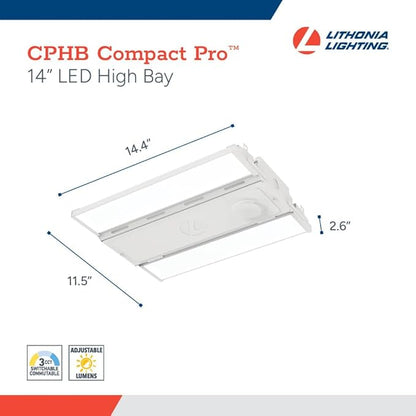 Lithonia Lighting Compact Pro LED High Bay Light, Ceiling Lighting Fixture, Adjustable 12000/15000/18000 Lumens, Selectable 4000K/5000K, MVOLT 120-277V (CPHB ALO13 MVOLT SWW9 80CRI DWH)