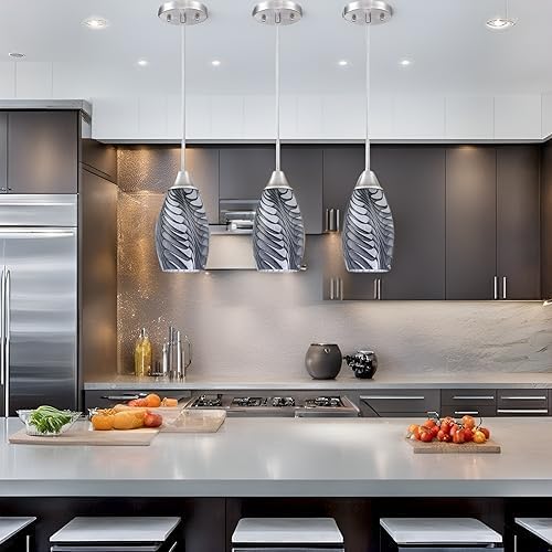 1-Pack Mini Glass Pendant Light 4.72" with Handblown Black Gray Marble Art Glass Hanging Light Oval Ceiling Hanging Light Fixture for Dining Room Kitchen Island Cafe Foyer Hallway
