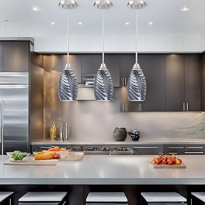1-Pack Mini Glass Pendant Light 4.72" with Handblown Black Gray Marble Art Glass Hanging Light Oval Ceiling Hanging Light Fixture for Dining Room Kitchen Island Cafe Foyer Hallway