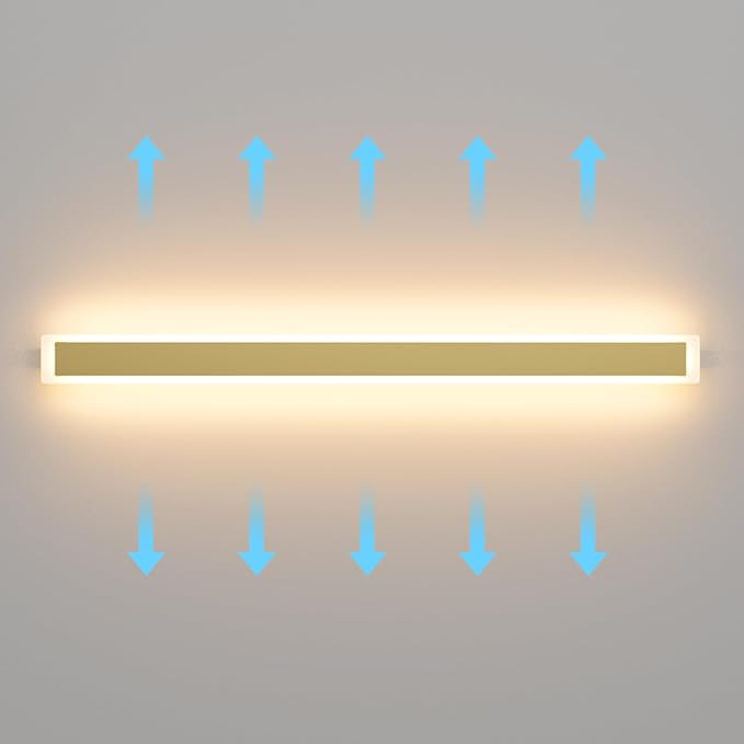 Aipsun Outdoor Lights 2 Pack,Modern Outdoor Wall Light Fixture Long Strip LED Wall Sconce IP65 Anti Rust Warm Light 3000K Gold Exterior Wall Mount Lights for Entrance, Hallway, Garage, Porch