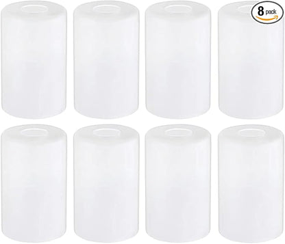 Piano 8- Pack White Frosted Glass Light Shade，Glass Lamp Shade Replacements for Light Fixtures，Cylinder Globe Glass Shades Covers for Pendant Lights Chandeliers Wall Sconces Bath Vanity Lights