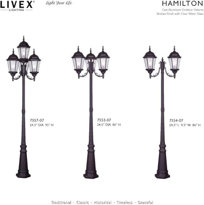 Livex Lighting 7557-07 Hamilton 4 Light Outdoor 4 Head Post, Bronze,25" x 24.5" x 28"